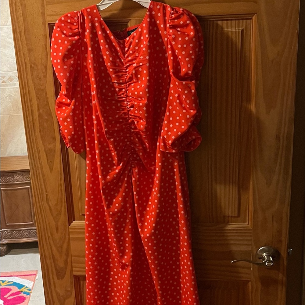 Kate Spade Red Polka Dot Long Sleeve Dress